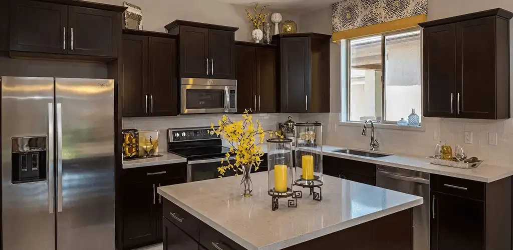 Cabinet painting results with freshly painted kitchen cabinets in Glendale, AZ