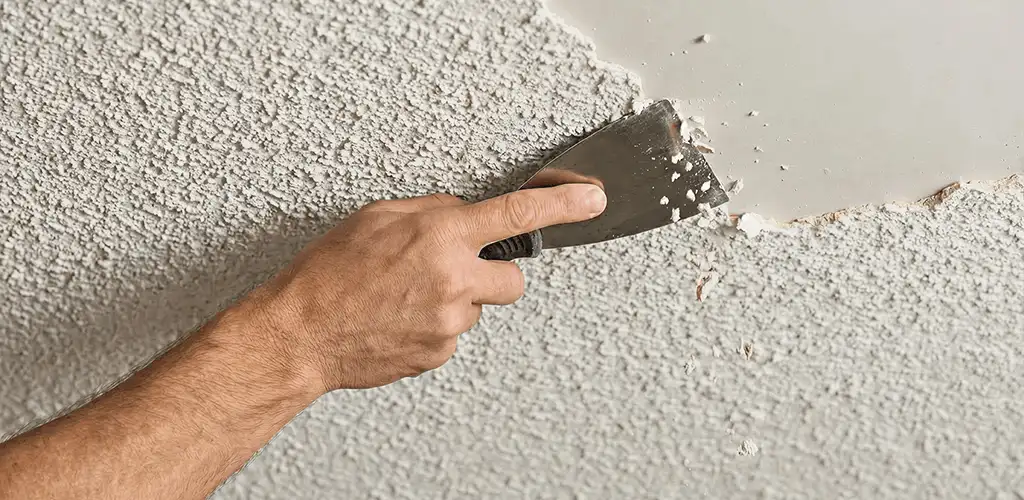 Popcorn ceiling removal scraping off textured ceiling finish in Glendale, AZ