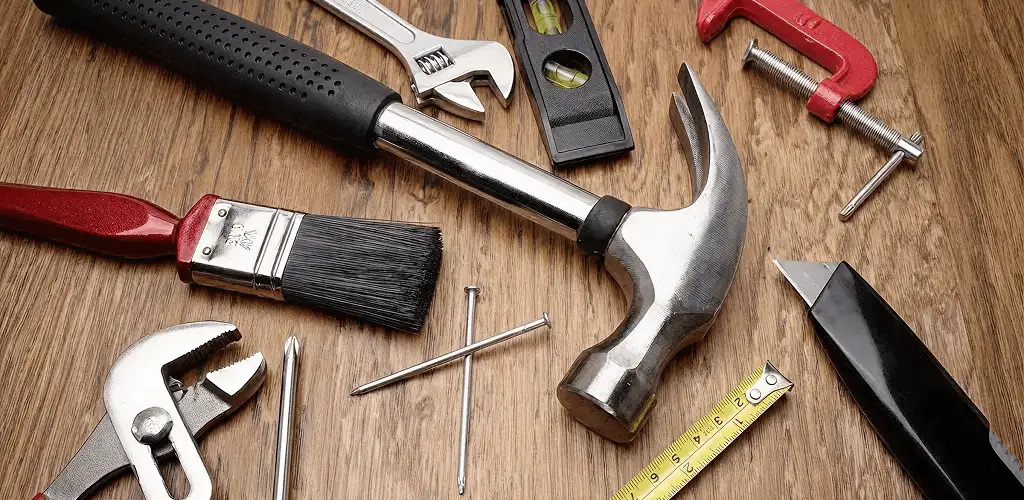 Handyman tools laid out for home repair and maintenance work in Glendale, AZ